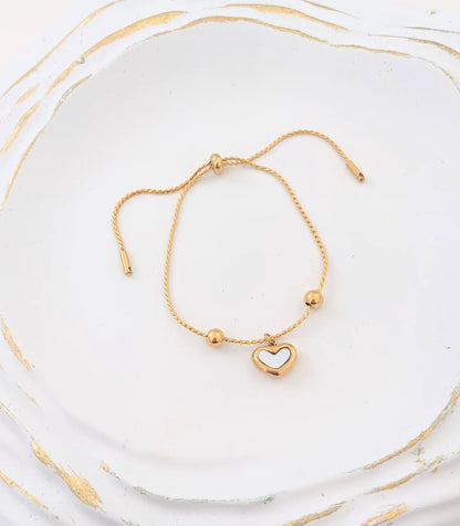 Gold-Plated Heart Charm Bracelet
