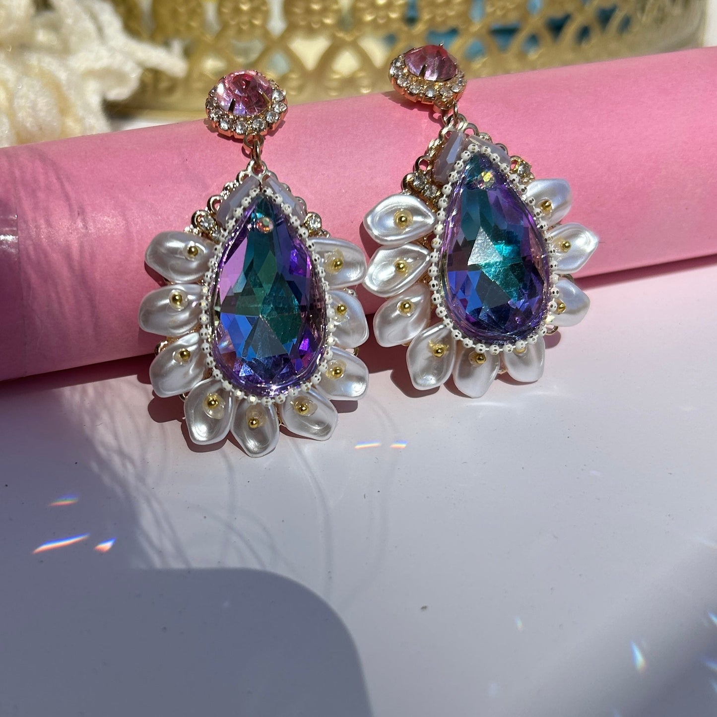 Spring Blooms Dreamy Earrings ( Blue )