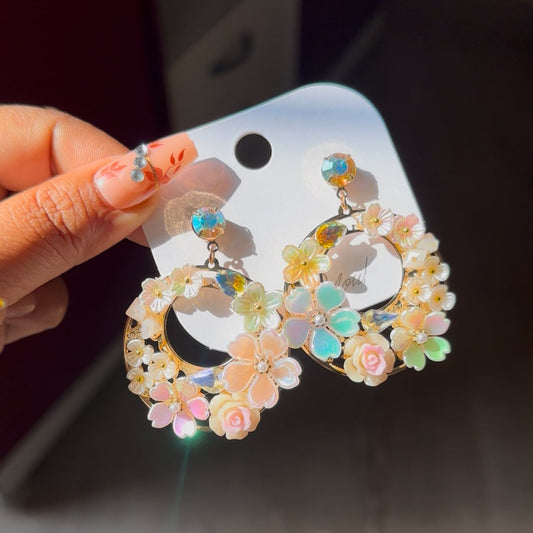 Fairy Ring Flower Earrings ( White)