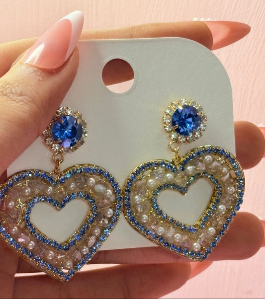 Heart Spring Earrings (Blue)