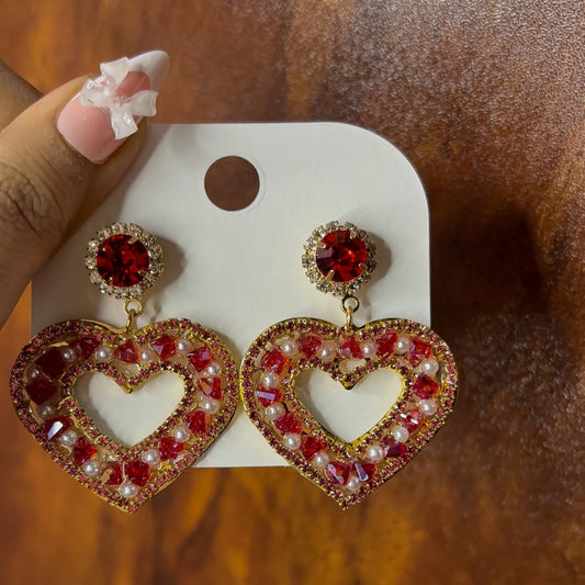 Heart Spring Earrings ( Red)