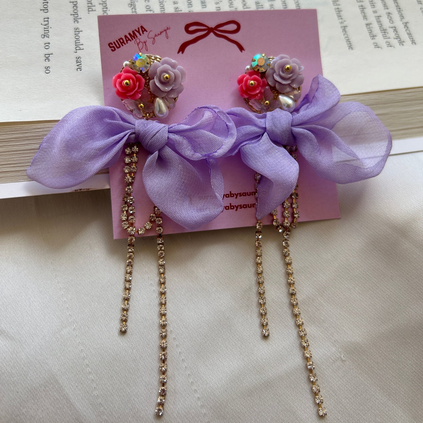 Gardenia Bow Dangle Earrings