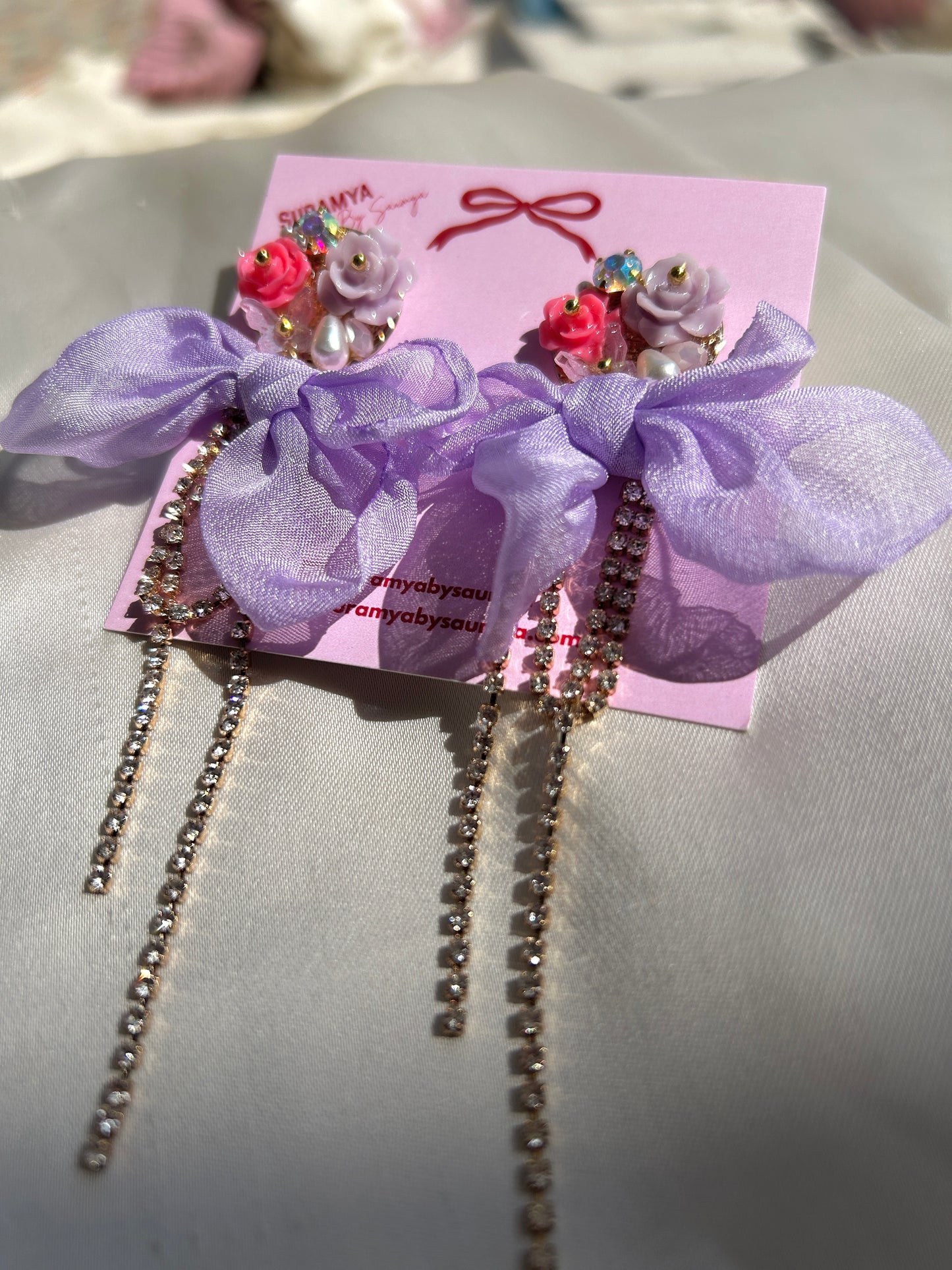 Gardenia Bow Dangle Earrings