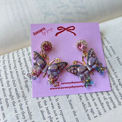 Fluttering Butterfly Dangle Earrings (purple)