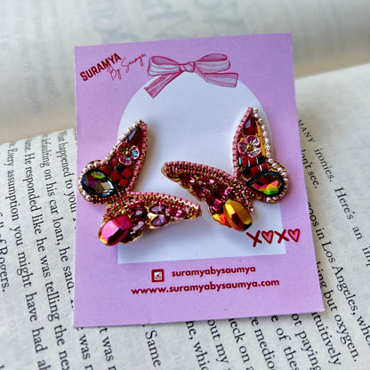 Fluttering Butterfly Earring (Pink)