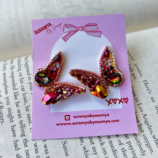Fluttering Butterfly Earring (Pink)