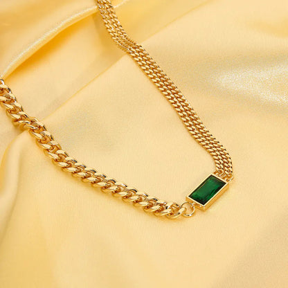 Emerald Zicron Double Chain Necklace