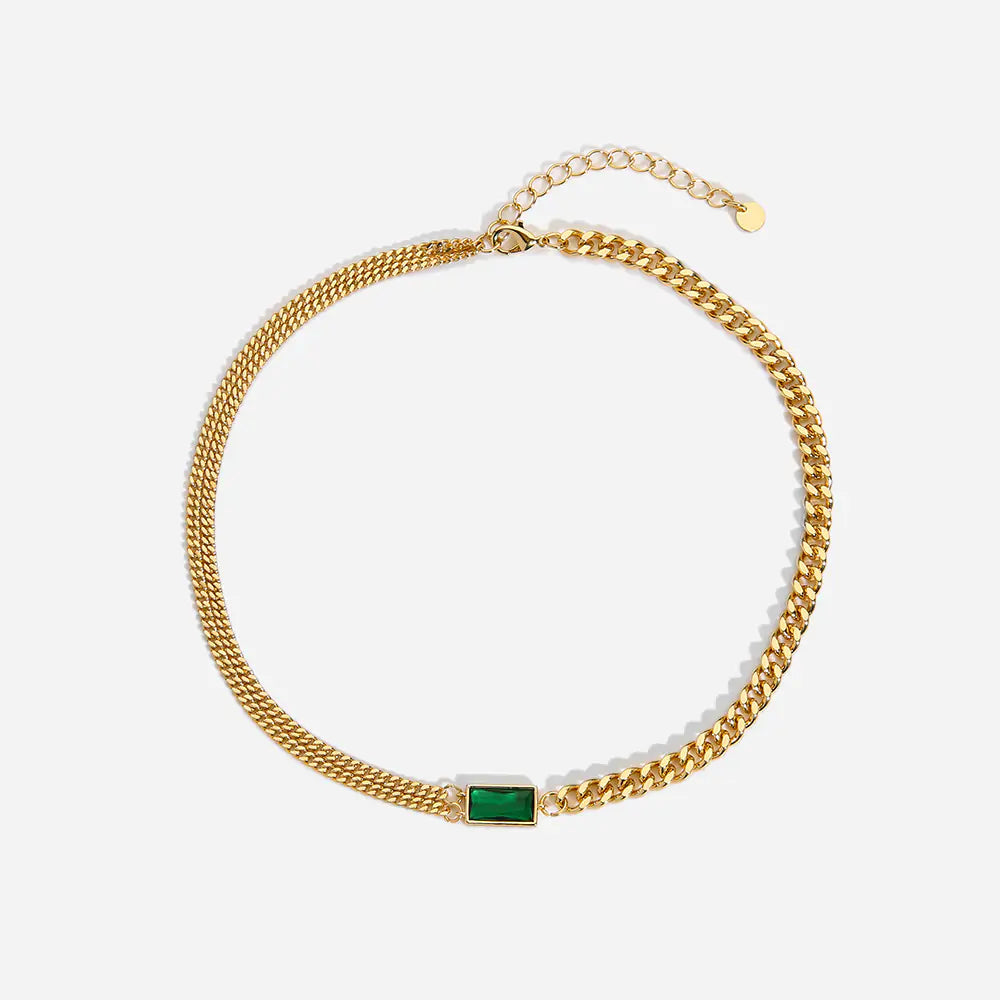 Emerald Zicron Double Chain Necklace