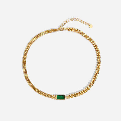 Emerald Zicron Double Chain Necklace