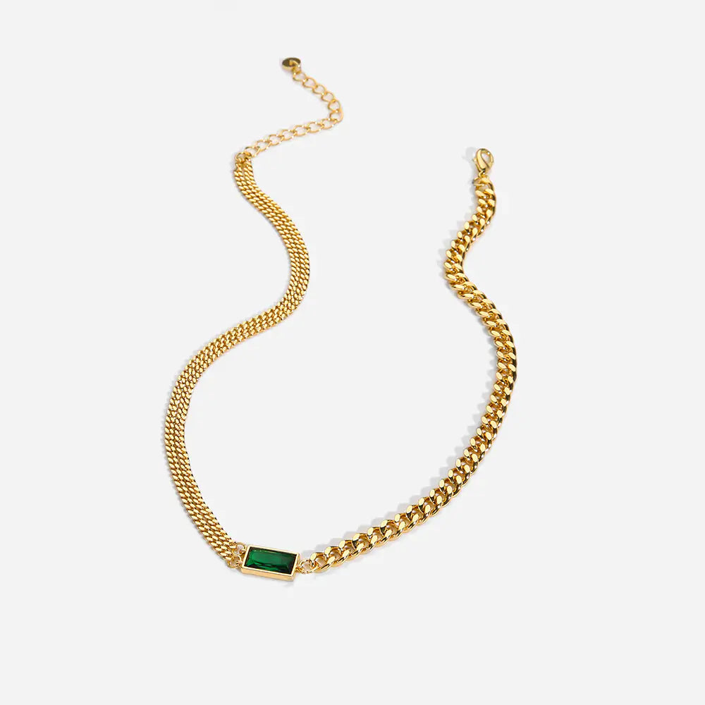 Emerald Zicron Double Chain Necklace