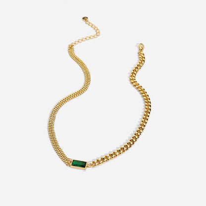 Emerald Zicron Double Chain Necklace