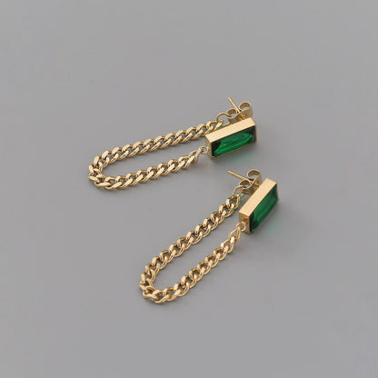 Noor - Emerald Chain Drop Earrings
