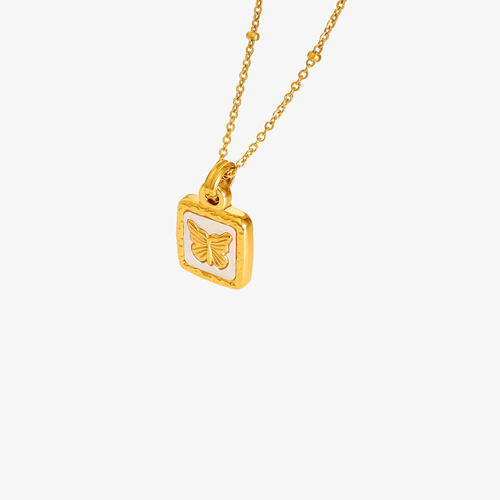 Emilia - Butterfly Square Shell Pendant Necklace