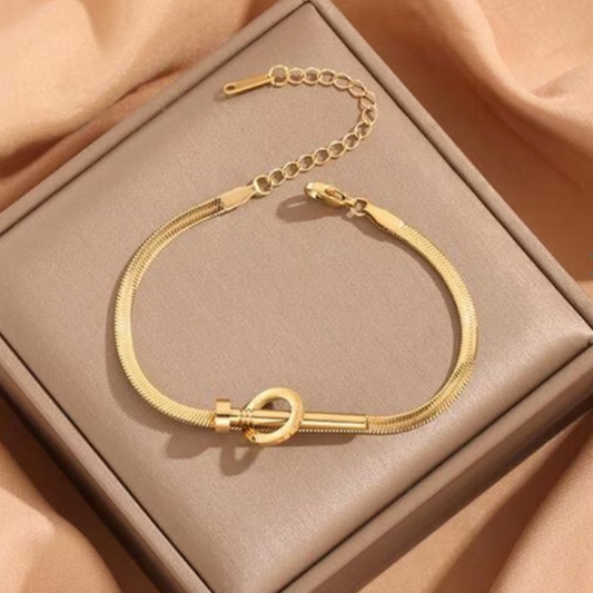 Gold-Plated Inter-Cross Nail Charm Bracelet