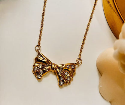 Studded Bow Necklace