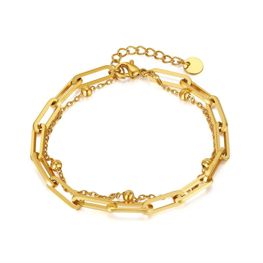 Double -Layered Paperclip Chain Bracelet