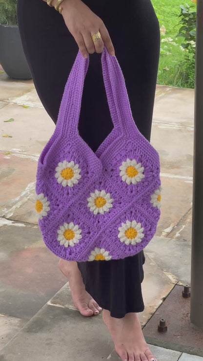 Purple picnic tote bag