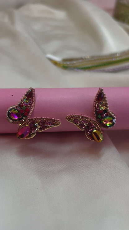 Fluttering Butterfly Earring (Pink)