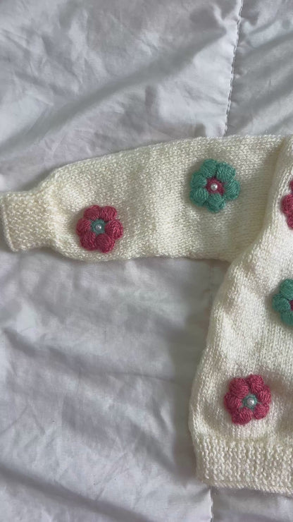 Flower Coord set- Dungree Skirt with Cardigan & Headband