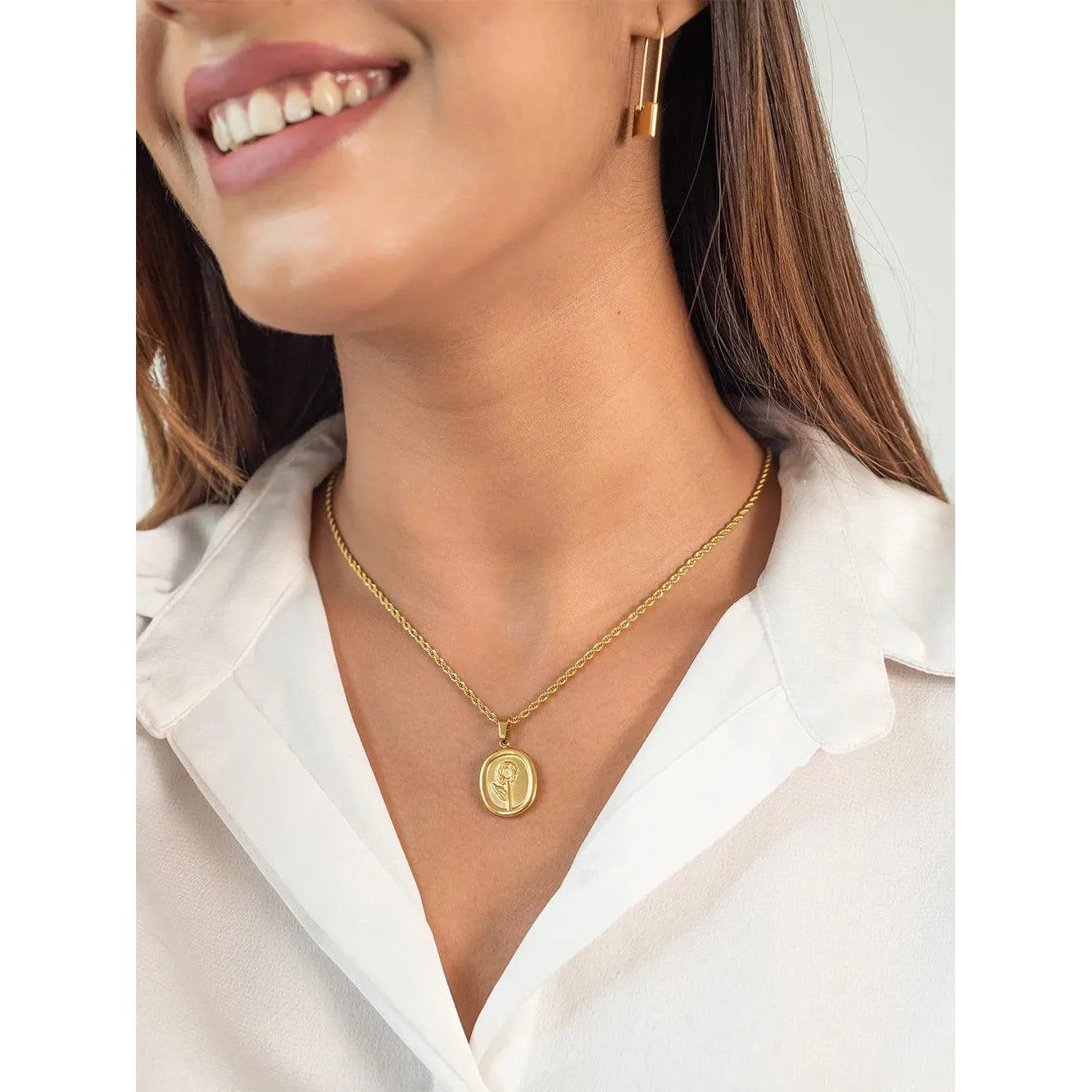 Gold Plated Sunflower Pendant Necklace