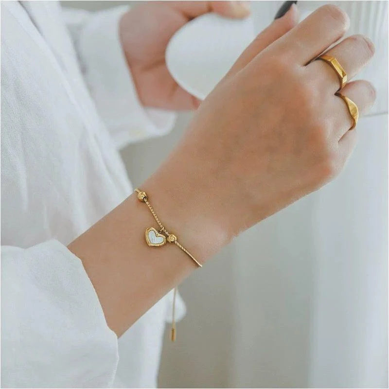 Gold-Plated Heart Charm Bracelet
