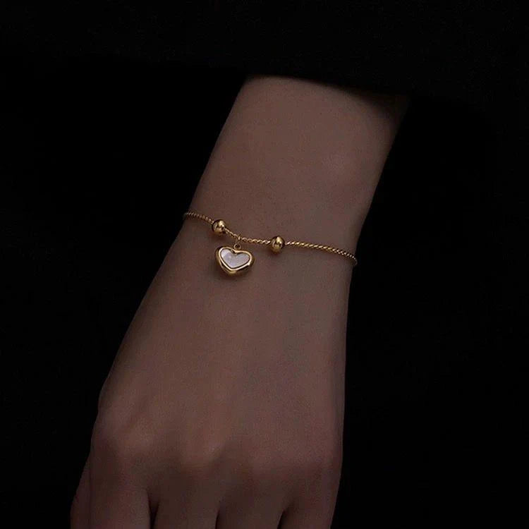 Gold-Plated Heart Charm Bracelet